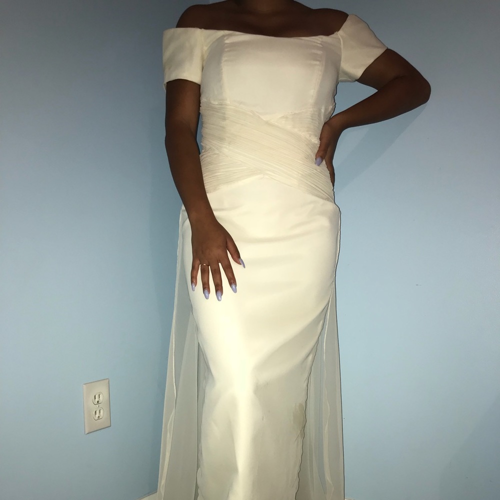 White wedding dress.